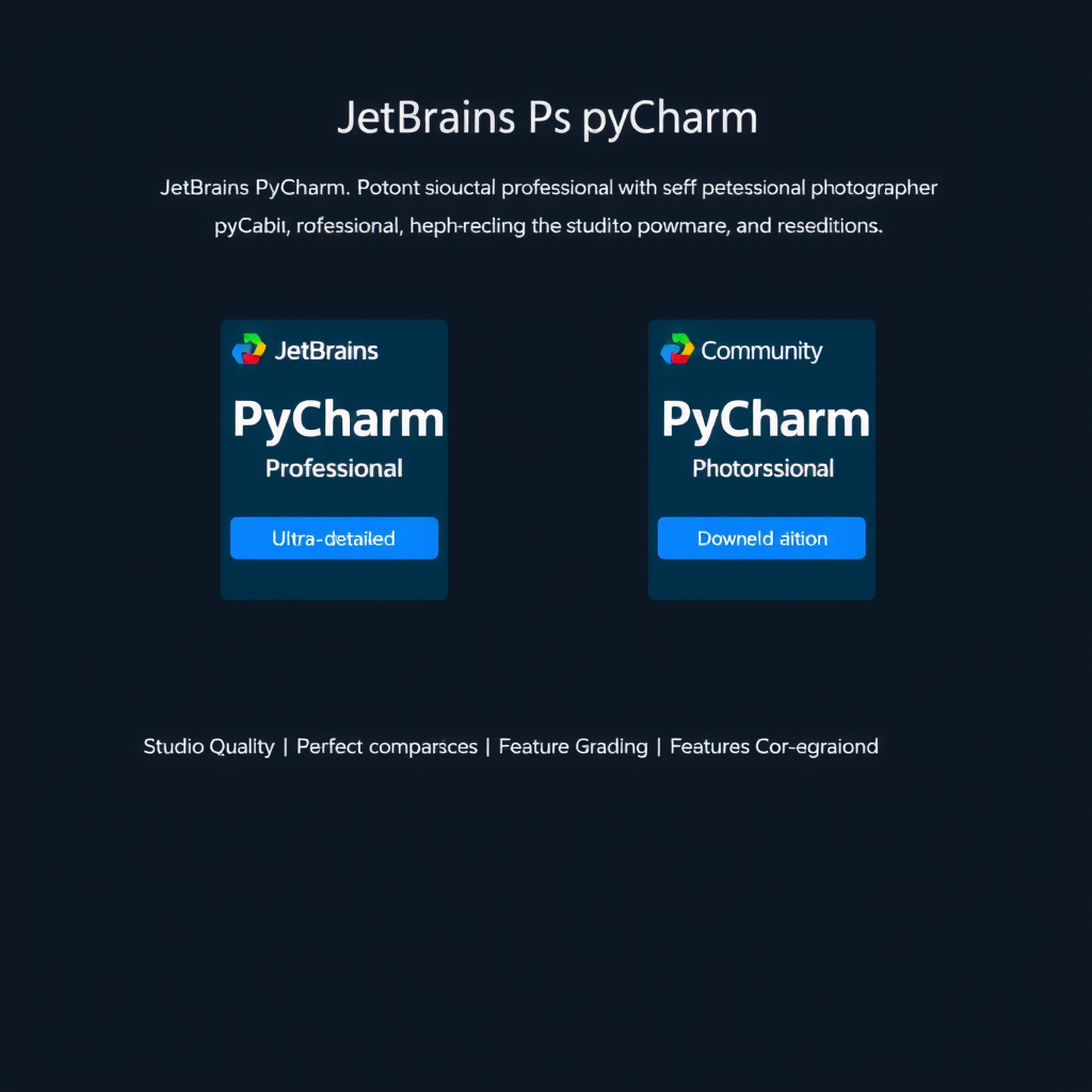 JetBrains PyCharm download page showing two edition options: Professional and Community. The Community edition is highlighted with a prominent download button. The page displays system requirements and feature comparisons between editions.